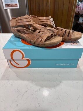 BareTraps Tan Strappy Sandals with Ankle Strap